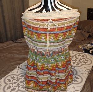 Strapless Aztec Short Romper